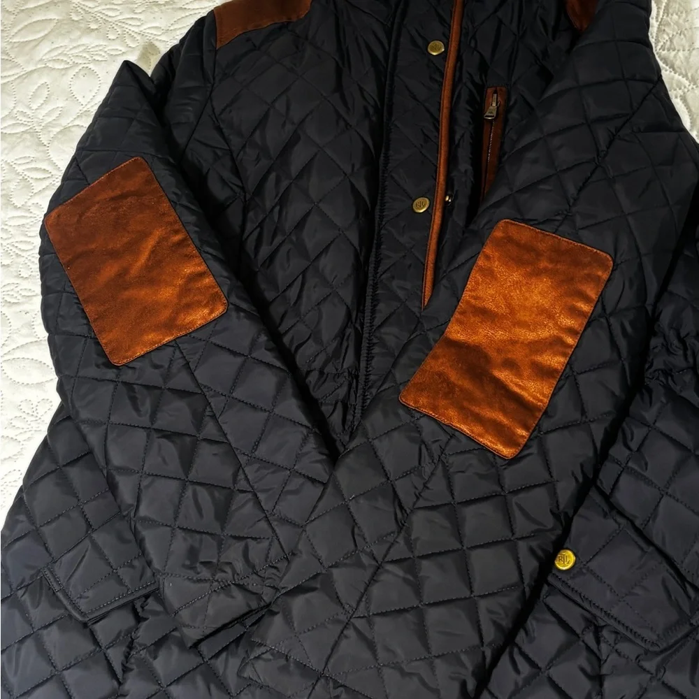 Polo Ralph Lauren Black Quilted Jacket with Brown Details-women’s - Picture 5 of 13